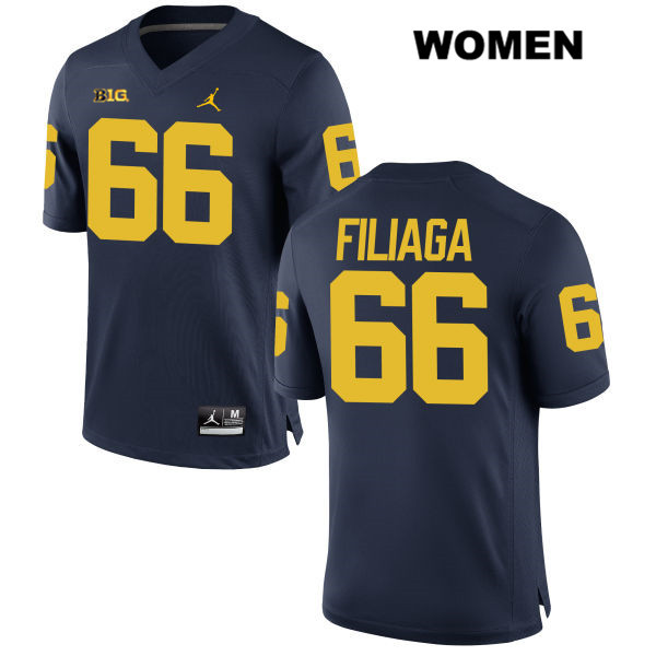 Women's NCAA Michigan Wolverines Chuck Filiaga #66 Navy Jordan Brand Authentic Stitched Football College Jersey GT25V13TN